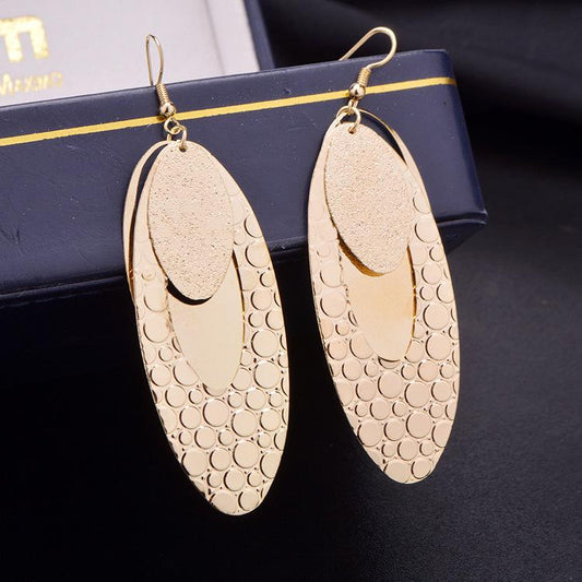 Exaggerated Oval Waterdrop Frosted Women's Earrings Indian Vintage Earrings
