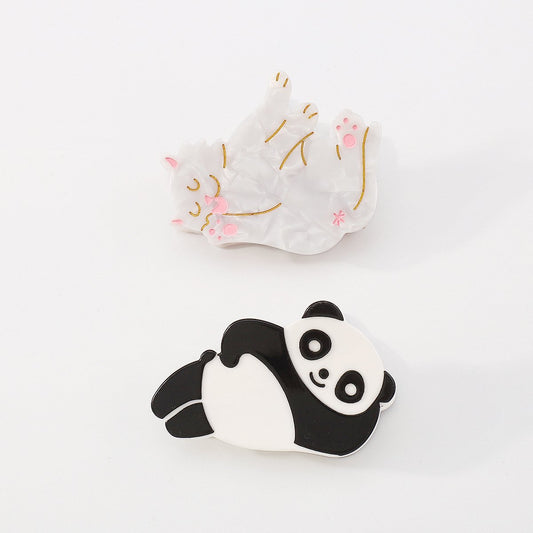 F4341 National Treasure Panda Cute Cute Clip Clip Creative Simple Resin Cat Cartoon Pet Shark Hair Clip Female