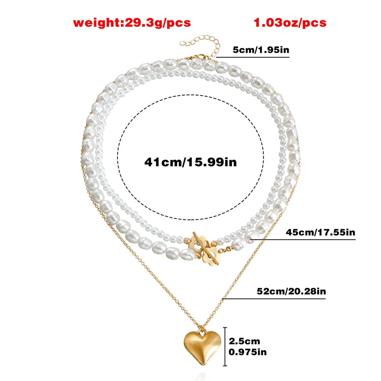 Jewelry Simple Fashion Imitation Pearl Versatile Necklace Niche Natural Love Pendant Clavicle Chain