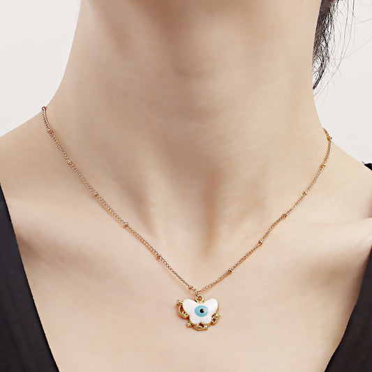 Jewelry ins color dripping oil butterfly devil eye pendant necklace female explosion