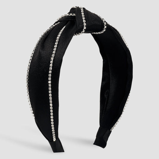 F517 Light luxury personalized claw chain rhinestone personalized headband women's velvet pure color knotted elegant retro headband