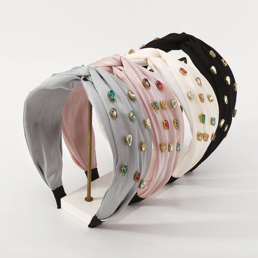 F4818 Jewelry Fabric Cross Color Diamond Fashion Headband Light Luxury Retro Palace Geometric Headband