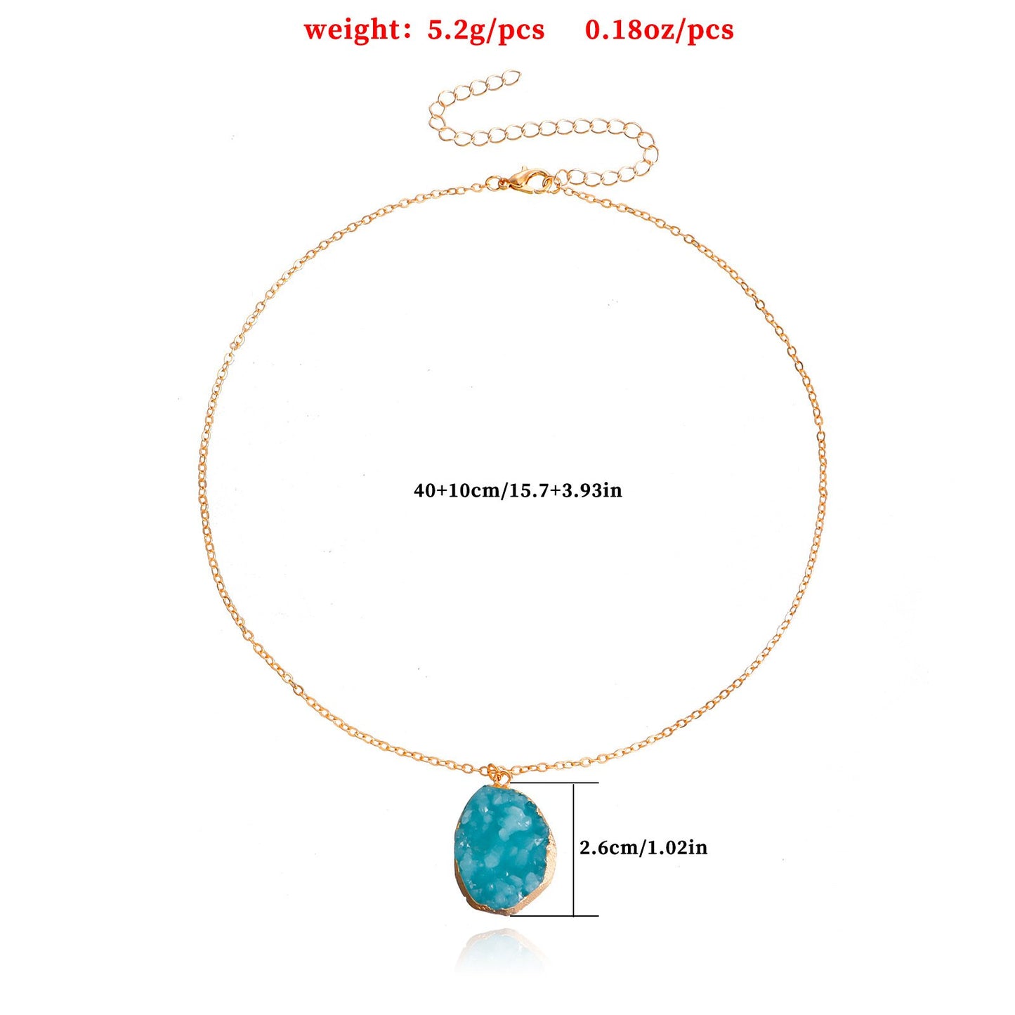 Jewelry light luxury irregular imitation green agate pendant necklace female simple and beautiful small hole chain necklace