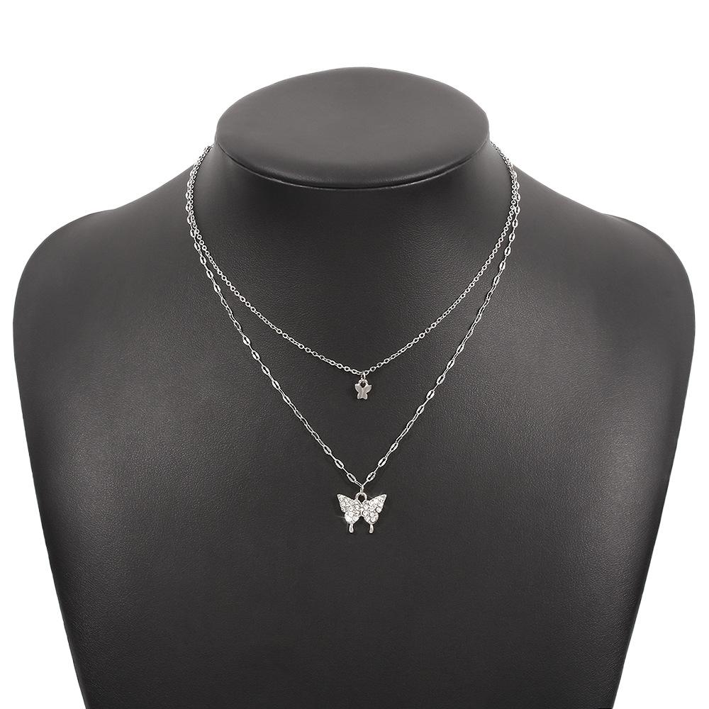 N9264 Internet celebrity butterfly necklace geometric micro-inlaid super fairy temperament necklace lady simple clavicle chain