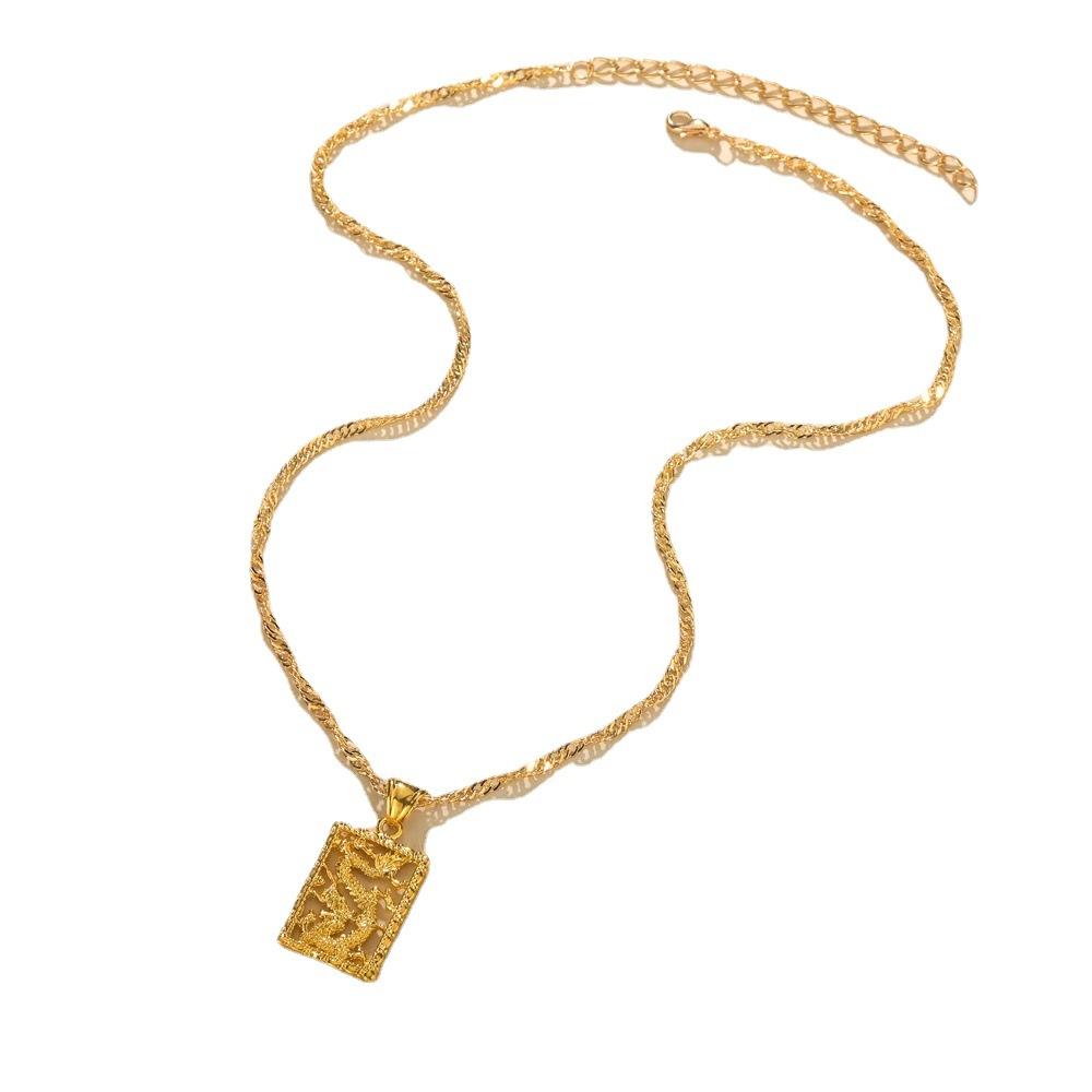 Chinese Element Copper Dragon Pendant Necklace Unisex Accessories