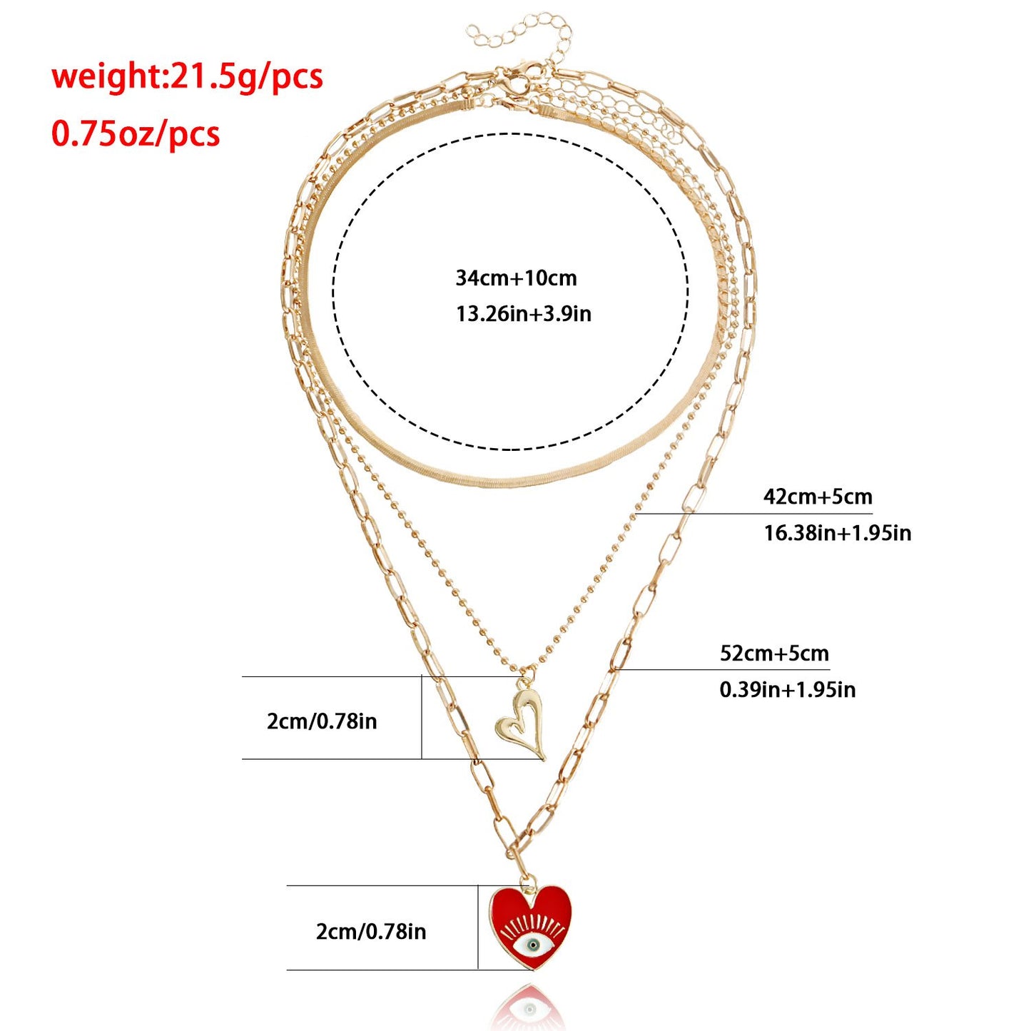 Jewelry Retro Devil's Eye Love Necklace Women's Multi-layer Personality Geometric Eye Necklace