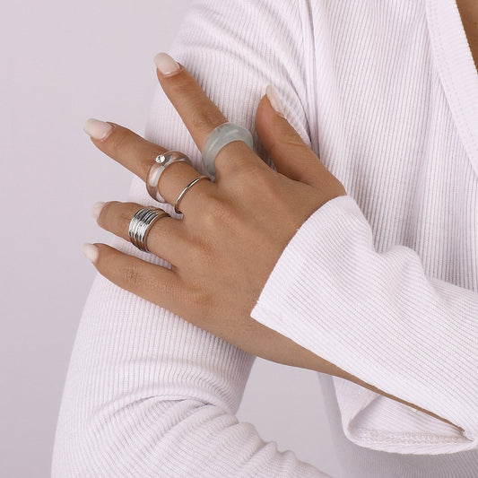 R783 jewelry simple niche acrylic ring set light luxury personality joint ring ring female