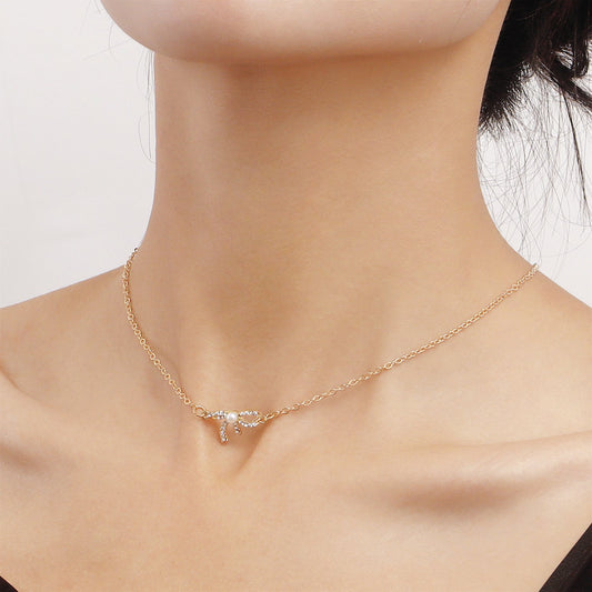 Jewelry Bow Knot Necklace Women's Single Layer All-match Light Luxury Niche Design Sense Clavicle Chain Necklace