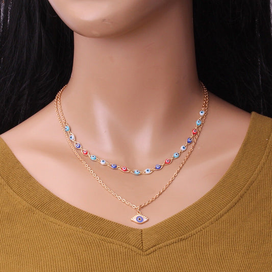 Jewelry multi-layer devil's eye pendant necklace fashion personality trend eye necklace