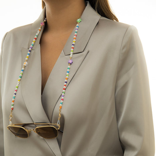 Jewelry sweet cool color rice beads imitation pearl glasses chain simple star-shaped sunglasses chain accessories women