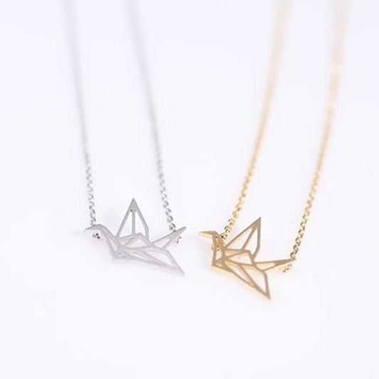 Simple fashion personality thousand paper crane alloy jewelry pendant necklace
