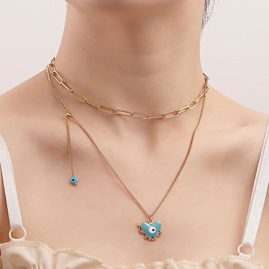 Jewelry Creative Eyes Niche Chain Design Metal Necklace Versatile Butterfly Pendant Necklace