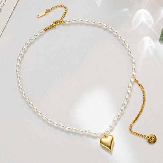 Pea Love Pendant Freshwater Pearl Necklace Women's Light Luxury Simple Niche Design Love Necklace