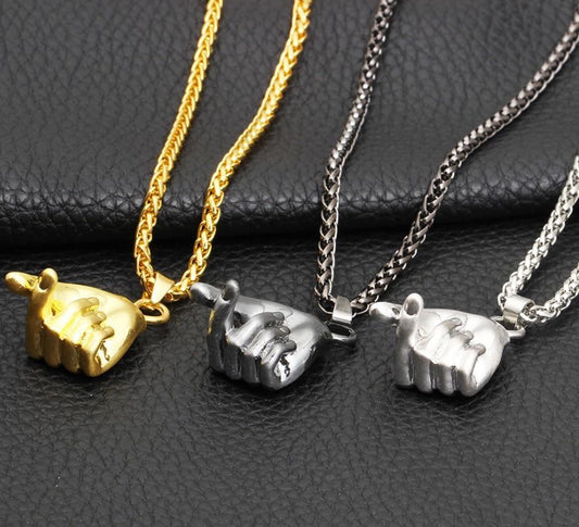 Hip Hop Punk Hollow Gesture Pendant Necklace Men's Unisex Than Heart Love You Necklace