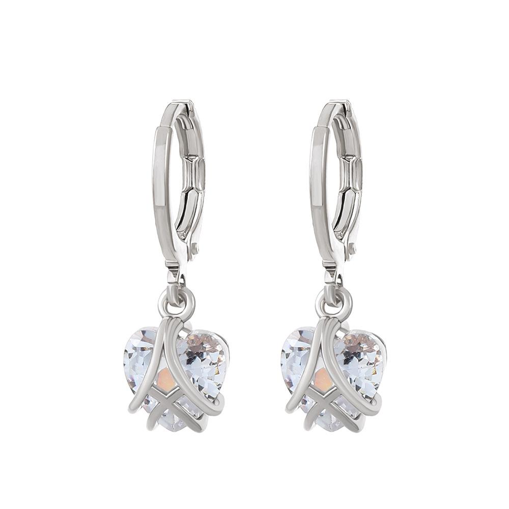 Ins Barbie Zircon Heart Earrings Fashion Light Luxury Personality Winding Peach Heart Earrings Earrings Girlfriend Gift