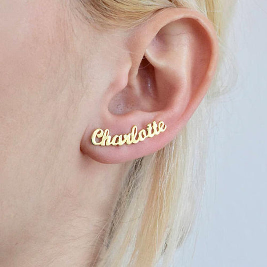 Stainless steel name earrings personalized custom letter earrings DIY English name stainless steel
