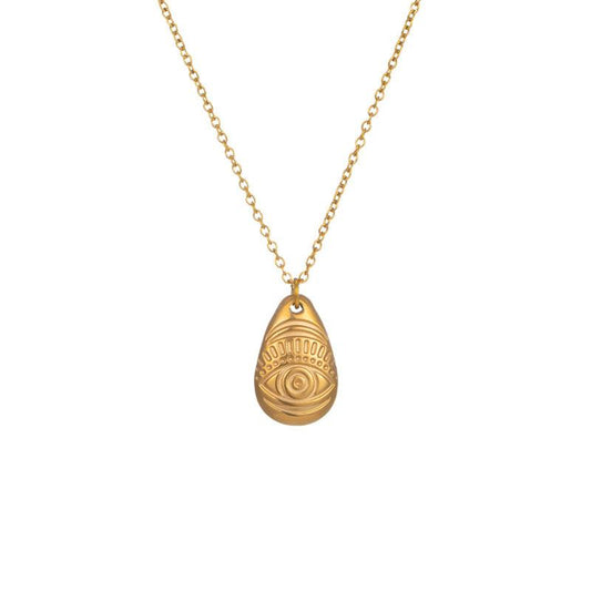 Drop Shape Metal Geometric Necklace Fashion Gold Plated Devil's Eye Clavicle Chain Niche Design
