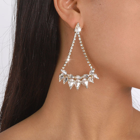 E1631 Jewelry Simple Water Drop Diamond Light Luxury Earrings Women's Geometric Exaggerated Elegant Gentle Earrings