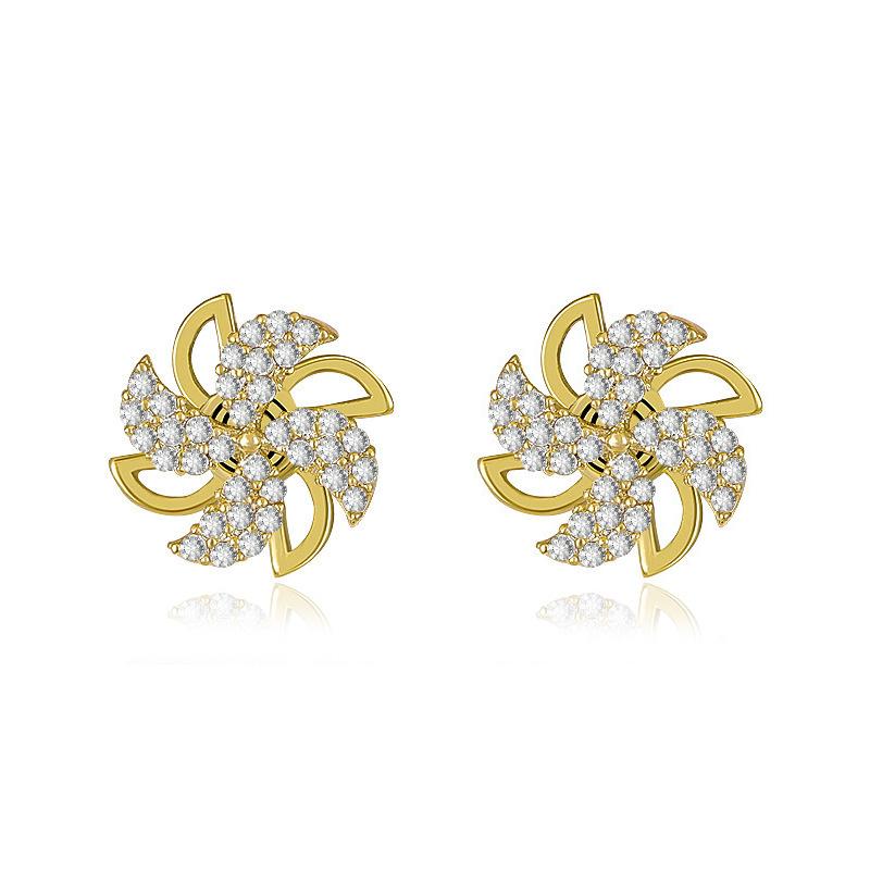 Ins inlaid zircon rotating car earrings fashion temperament creative car earrings net red same style