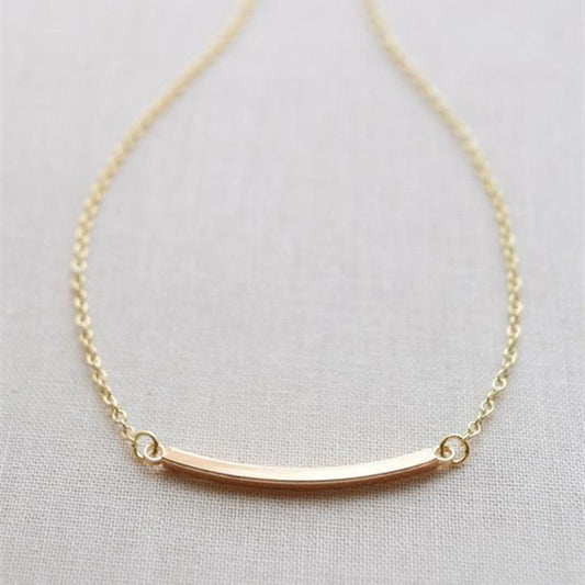 Minimalist Curved Bar Pendant Necklace Popular Elements Small Jewelry