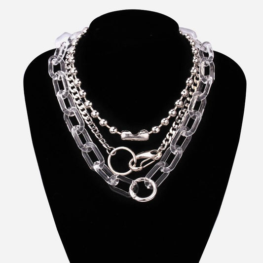 Necklace Jewelry Punk Retro Acrylic Thick Chain Necklace Fashion Versatile Bead Clavicle Chain