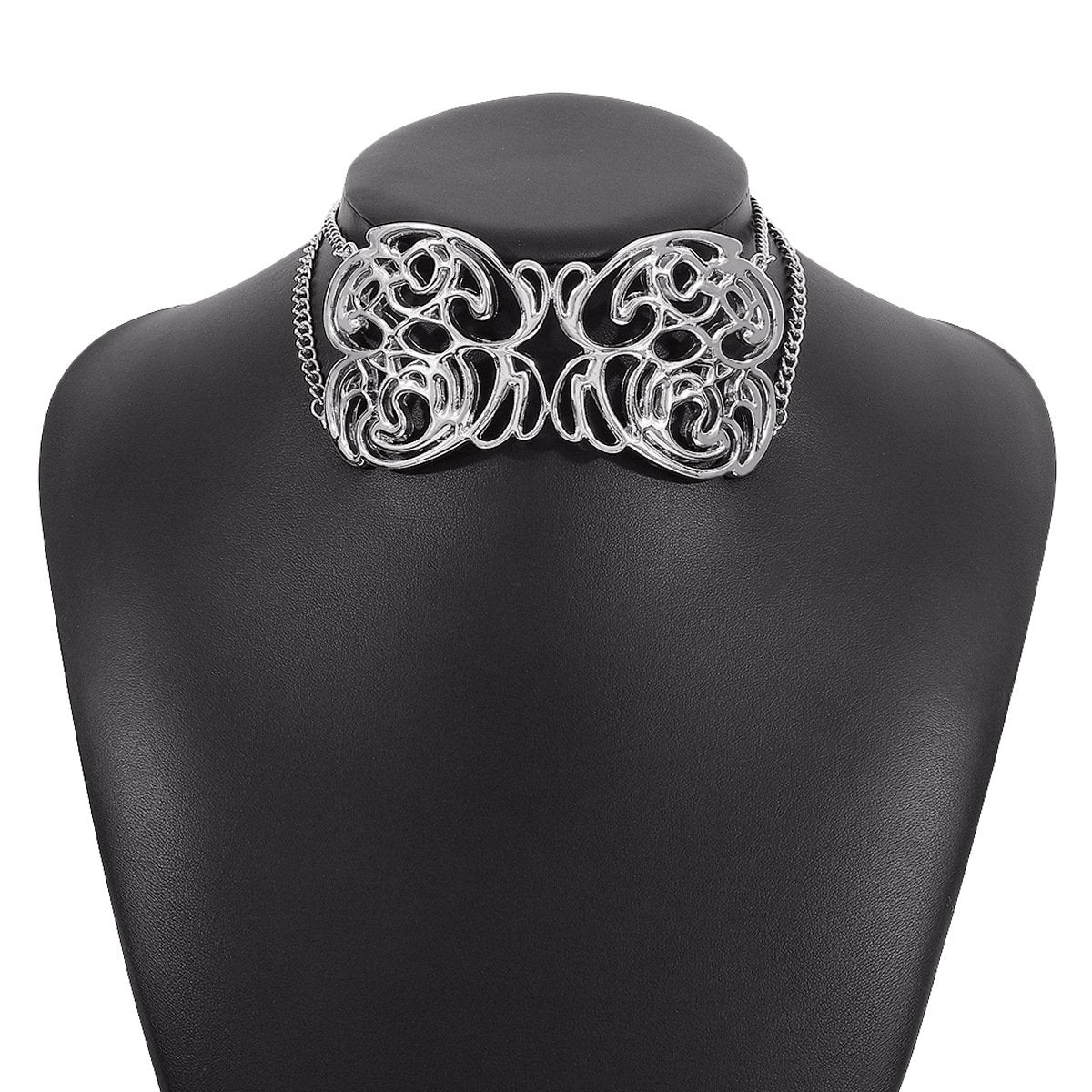 N188ZA Exaggerated Hollow Flower Carving Personality Necklace Tribal Heavy Industry Geometric Retro Elegant Necklace