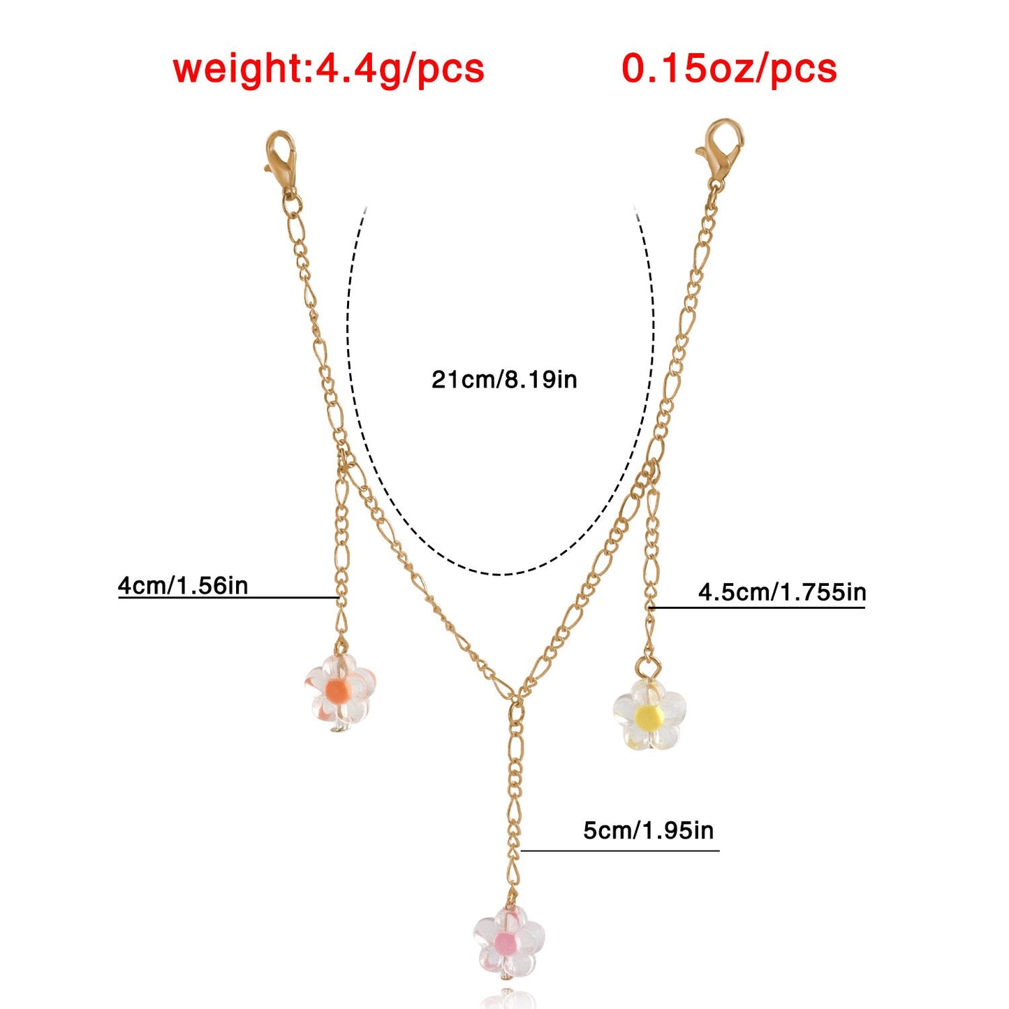 Jewelry ins transparent flower pendant pants bag chain tassel accessories female metal pants bag hip-hop chain