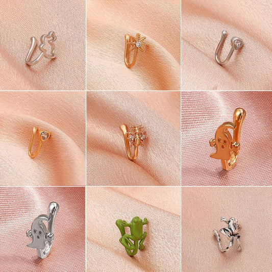 Piercing-free nose clip African retro copper inlaid zircon U-shaped nose stud adjustable piercing jewelry