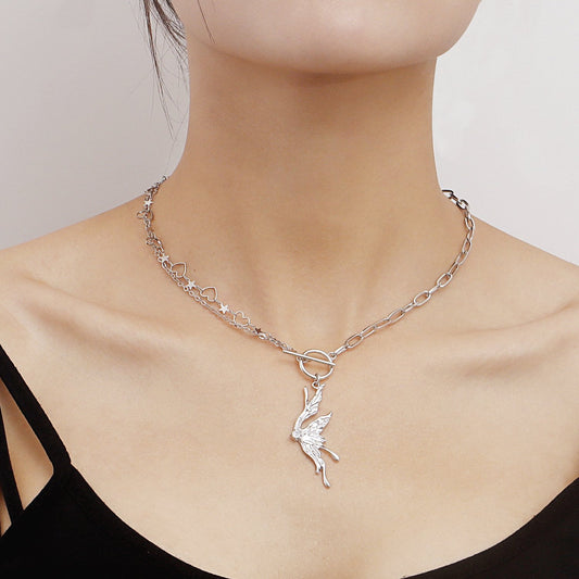 Jewelry Guardian Wings Feather Necklace Advanced Design Sense Small Fashion Trend Cold Clavicle Necklace