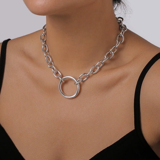 N1196 Jewelry Exaggerated Heavy Industry Chain Circle Necklace Personality Punk Hip Hop Fashion Necklace