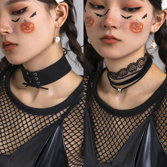 Jewelry gothic lace velvet choker necklace retro punk skull necklace