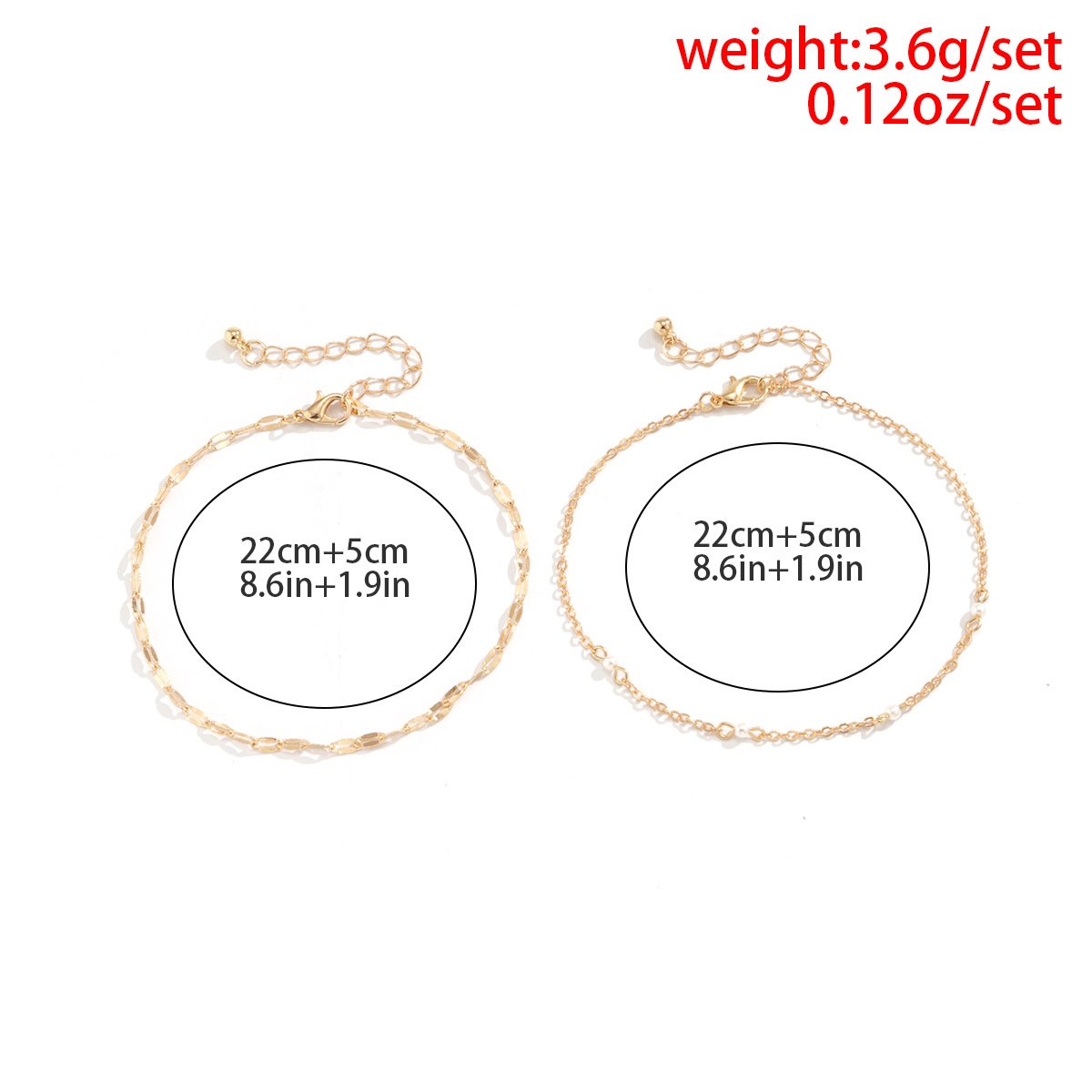 Jewelry simple metal thin chain double-layer anklet beach geometric all-match imitation pearl foot decoration