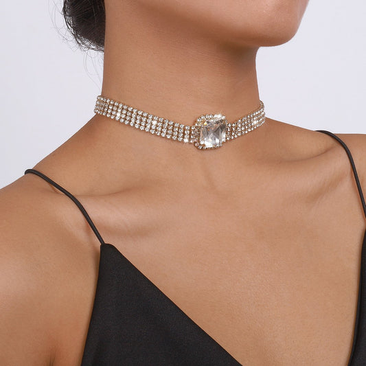 N1457 Light Luxury Claw Chain Necklace Personality Beam Neck Multilayer Diamond Necklace Dinner Party Party Necklace