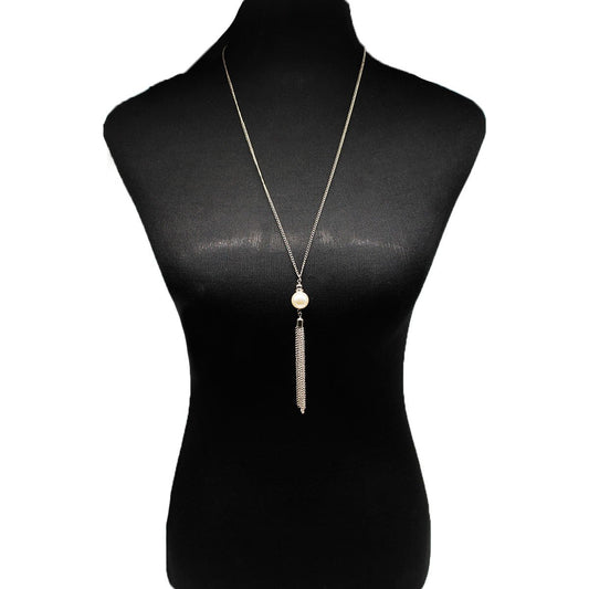 Jewelry Long Tassel Pearl Necklace Female Exaggerated Creative Accessories Double Sweater Chain