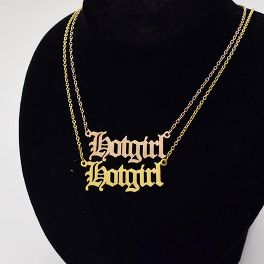 HotGirlHotwife Necklace Sexy Wife Clavicle Chain Creative Ancient English Alphabet Necklace