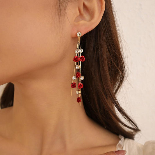 N9861 Fashion Creative Necklace Temperament Elegant Flower Earrings Girl Heart Simple Diamond Jewelry Set
