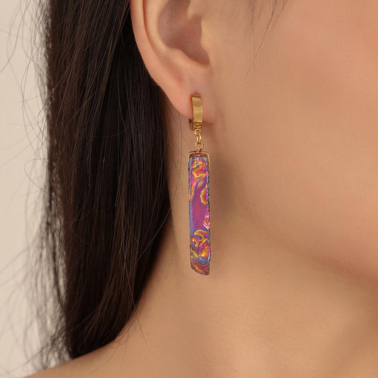 Fashion Irregular Stone Plated Stainless Steel Earrings Personality Titanium Steel Earrings Simple Ear Jewelry Women