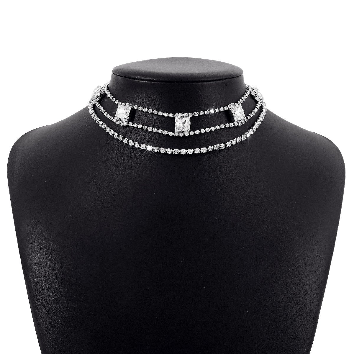N1629 Multi-Layered Rhinestone Claw Chain Necklace Personality Trendy Small Luxurious Geometric Retro Necklace