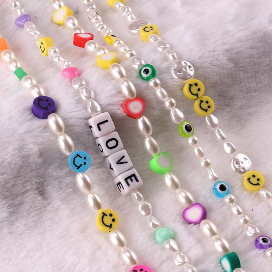 Xiaoxiang temperament imitation pearl acrylic glass necklace collarbone chain femininity short necklace trendy jewelry