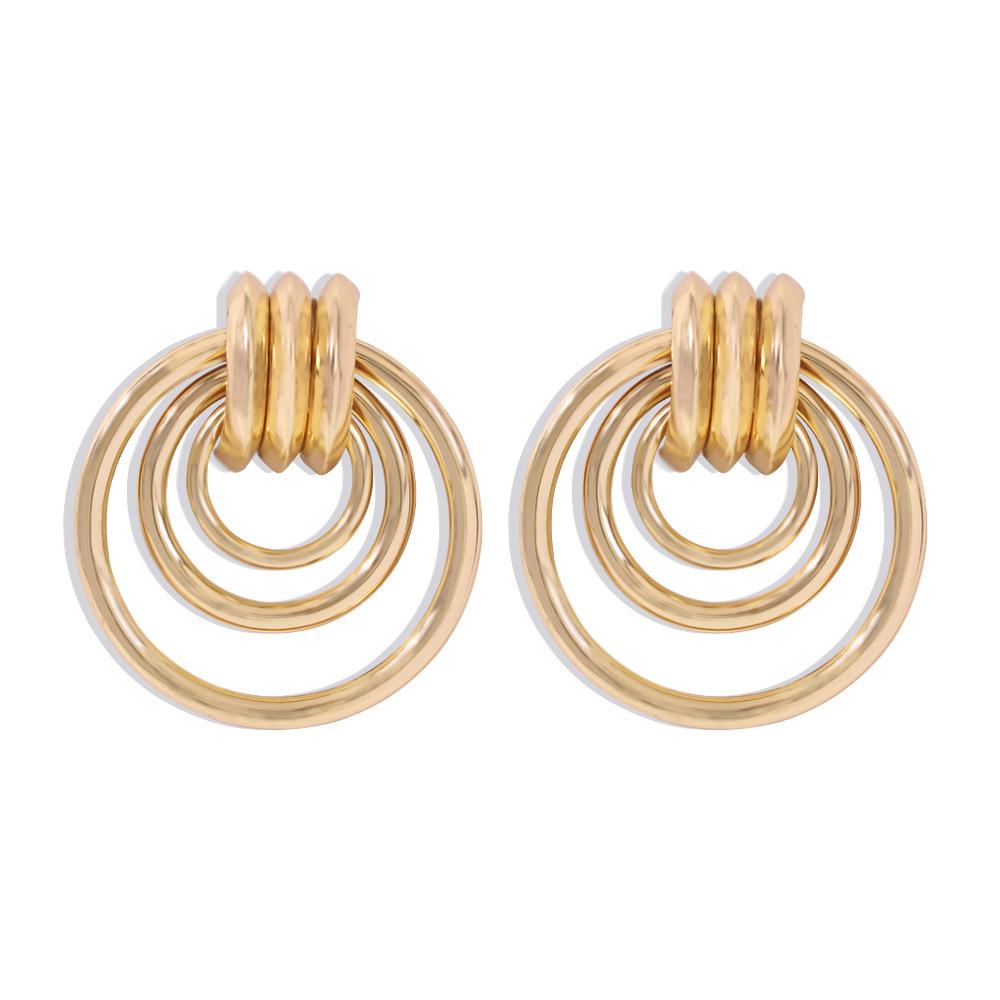 E8459 Popular Earring Jewelry Golden Multilayer Metal Irregular Earrings For Women