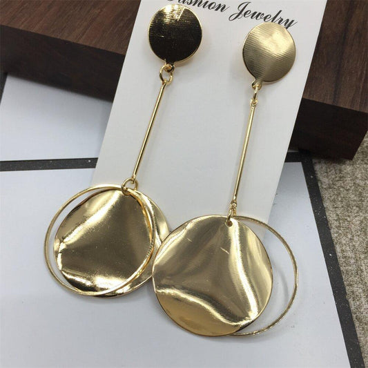 Fashion shiny twisted piece ring long rod earrings birthday party night performance earrings stall