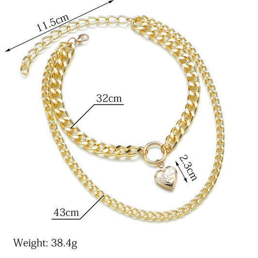 Accessories Retro Creative Heart Pendant Necklace Can Open Double Layer Women's Necklace Necklace