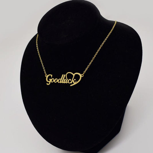 GoodLuck Necklace Vintage Alphabet Lucky Heart Clavicle Chain