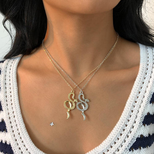 N927 jewelry exaggerated stacked double-layer zodiac snake necklace alloy retro girlfriends couple necklace
