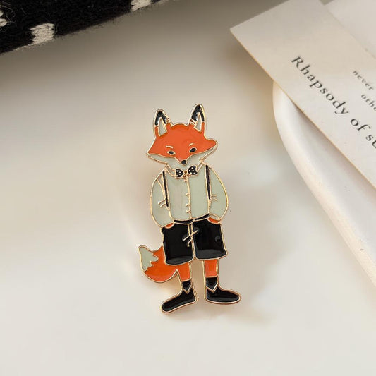 Ins big bad fox brooch men and women with the same paragraph cute rabbit cat corsage badge drip oil collar pin