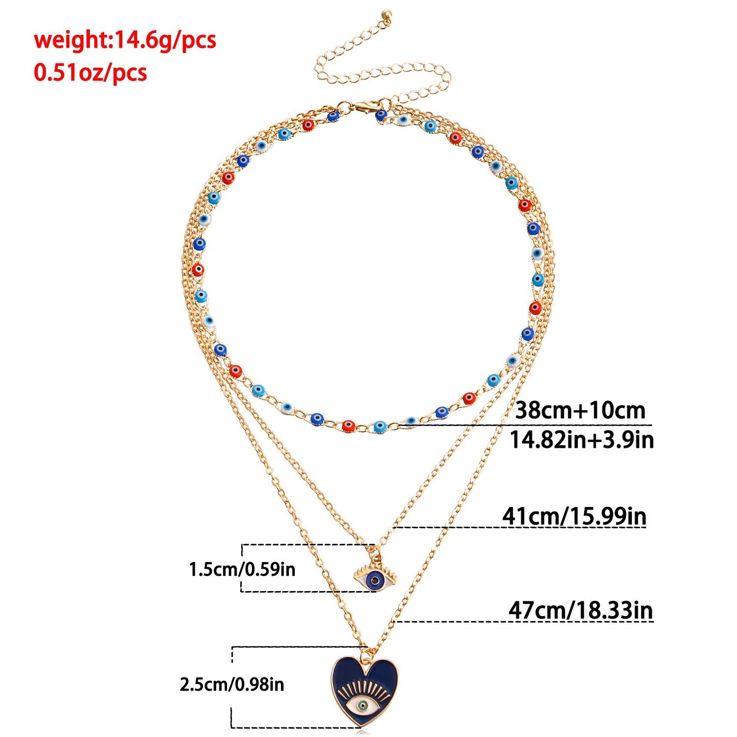 Jewelry multi-layer devil's eye love pendant necklace female niche light luxury all-match necklace