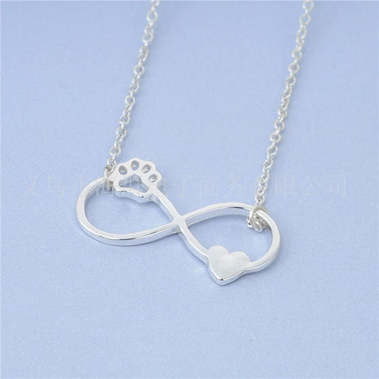 Jewelry pet paw dog paw geometric shape cute footprint pendant necklace clavicle chain