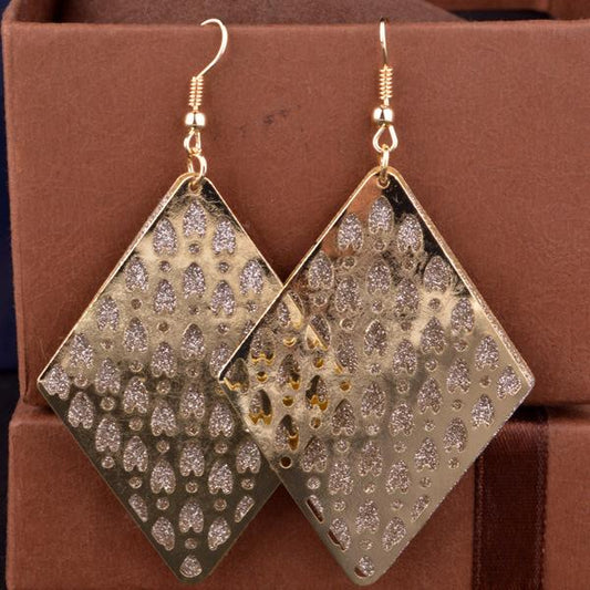 Personalized rhombus hollowed-out women's all-match frosted earrings earrings