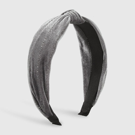 F475 autumn and winter hair accessories golden velvet solid color knotted simple pressed hair going out daily adult headband