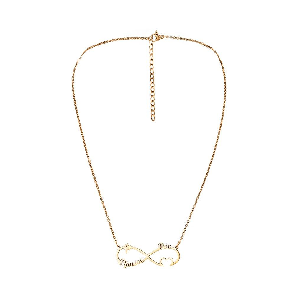 Fashion simple stainless steel cutting pendant titanium steel than heart infinity trend English name custom pendant